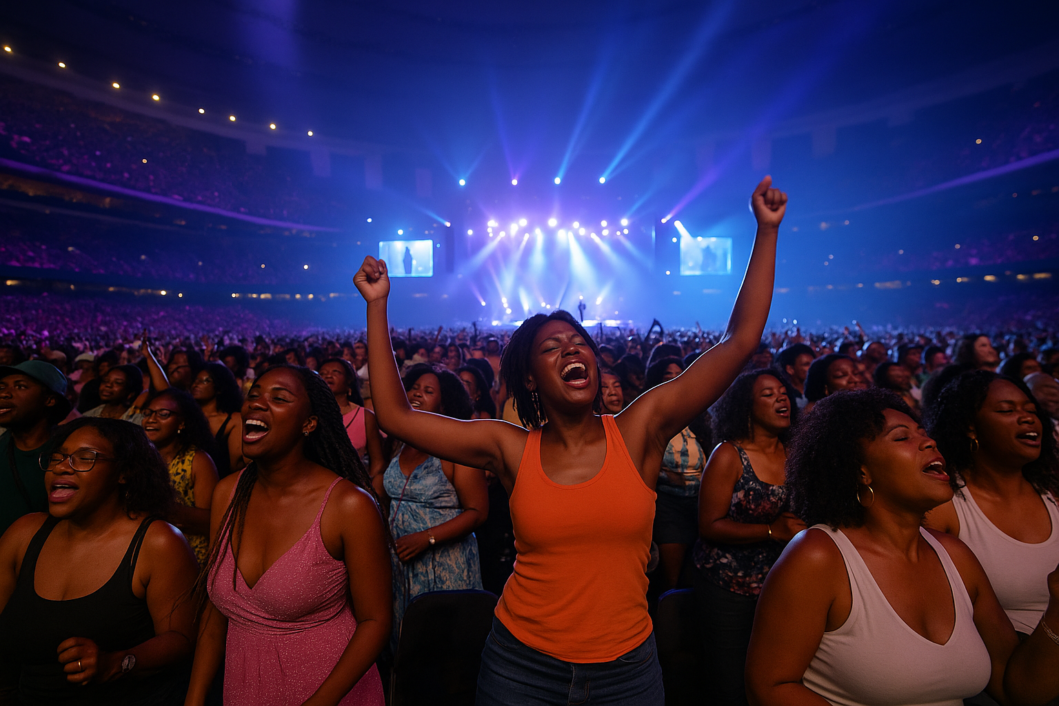 Crowds enjoy a performance at the Essence Festival of Culture in New Orleans